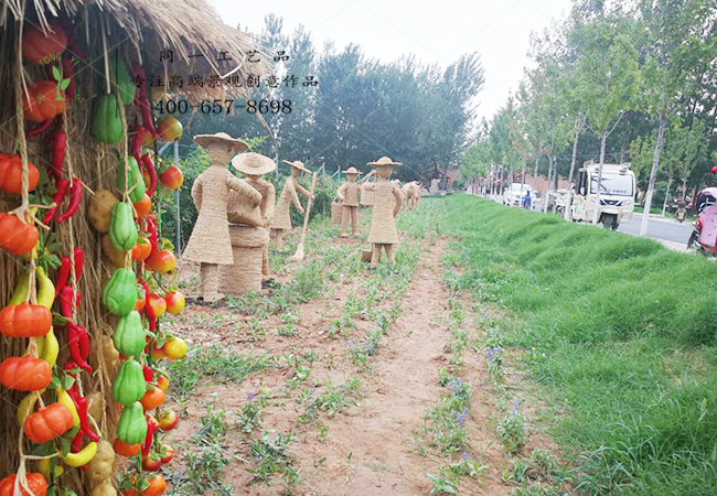 稻草工藝品農(nóng)耕場景造型